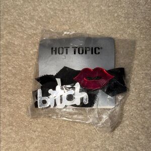 Hot Topic Black Bow with Red Lips Hair Clip